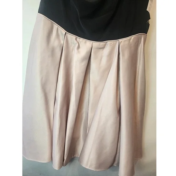 Blondie Nites One Shoulder Cocktail Dress Black Champagne Satin Teens 11 NWT - Picture 4 of 11